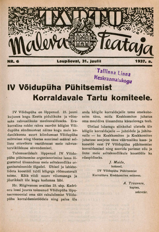 Tartu Maleva Teataja ; 6 1937-07-31