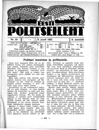 Eesti Politseileht ; 25 1922