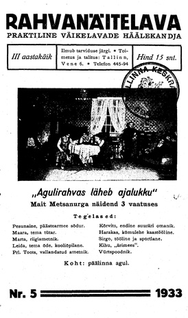 Rahvanäitelava ; 5 1933
