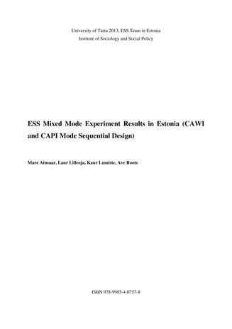 ESS mixed mode experiment results in Estonia (CAWI and CAPI mode sequential design)