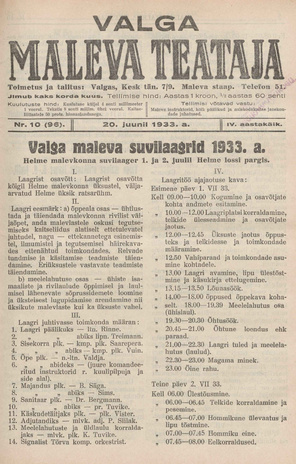 Valga Maleva Teataja ; 10 (96) 1933-06-20