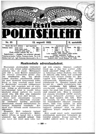 Eesti Politseileht ; 35 1922