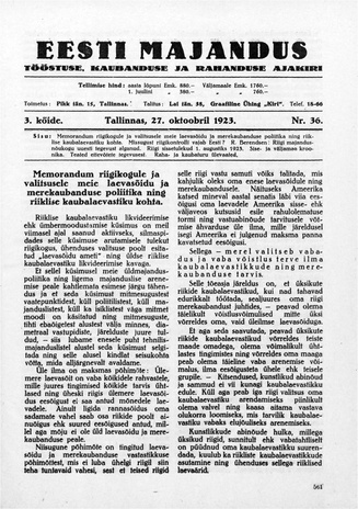 Eesti Majandus ; 36 1923-10-27