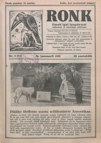 Ronk : perekonna ja noorsoo ajakiri ; 4 (71) 1925-01-24