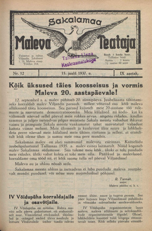 Sakalamaa Maleva Teataja ; 12 1937-07-15