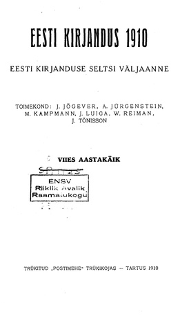 Eesti Kirjandus ; 4 1910