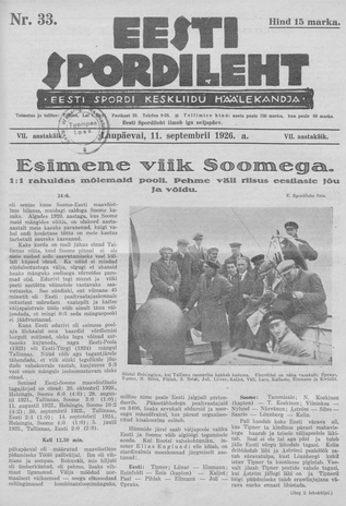 Eesti Spordileht ; 33 1926-09-11