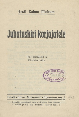 Eesti Rahva Museum : juhatuskiri korjajatele