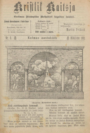 Kristlik Kaitsja : Eesti metodistide häälekandja ; 9 1922-09