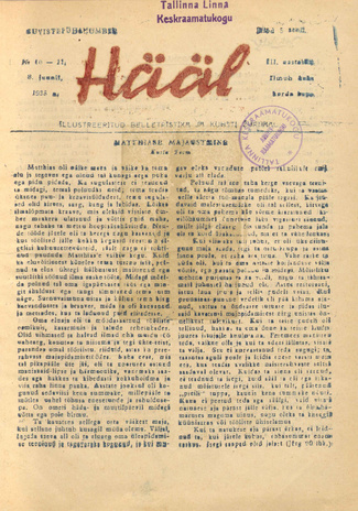 Hääl : kunsti, teaduse ja belletristika kuukiri ; 10-11 1935-06-08