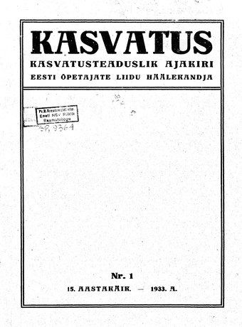 Kasvatus ; 1 1933-01