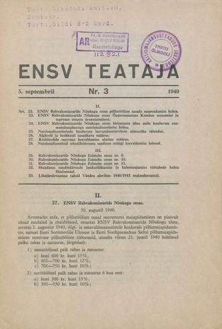 Eesti NSV Teataja ; 3 1940-09-05