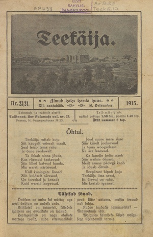 Teekäija : Eesti Baptisti Koguduse Ühenduse häälekandja ; 23-24 1915-11-28