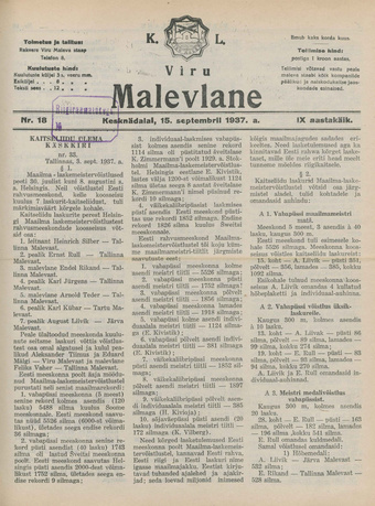 K. L. Viru Malevlane ; 18 1937-09-15