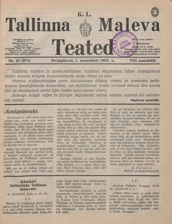 K. L. Tallinna Maleva Teated ; 31 (271) 1935-11-07