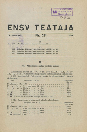 Eesti NSV Teataja ; 23 1940-10-10