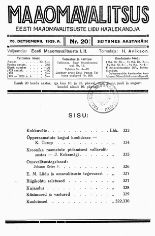Maaomavalitsus ; 20 1929-10-25