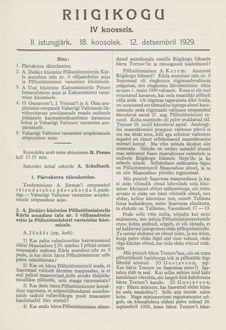 Riigikogu IV koosseis : täielikud protokollid : II istungjärk : protokoll nr. 18