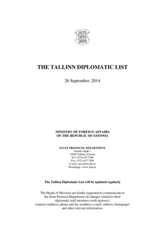 The Tallinn diplomatic list ; 26 September, 2014
