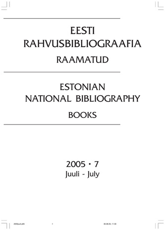 Eesti Rahvusbibliograafia. Raamatud ; 7 2005-07