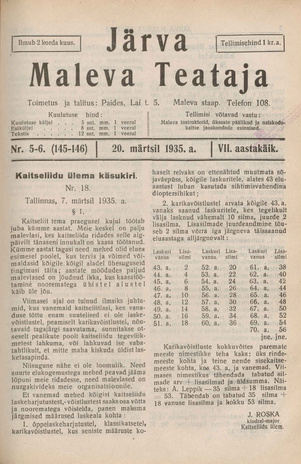 Järva Maleva Teataja ; 5-6 (145-146) 1935-03-20
