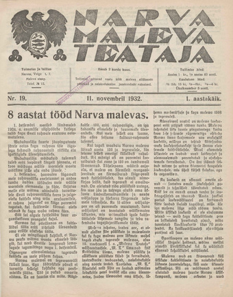 Narva Maleva Teataja ; 19 1932-11-11