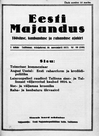Eesti Majandus ; 46 (140) 1925-11-10