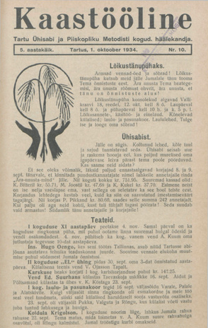 Kaastööline : Tartu Ühisabi Informatsioonileht ; 10 1934-10-01