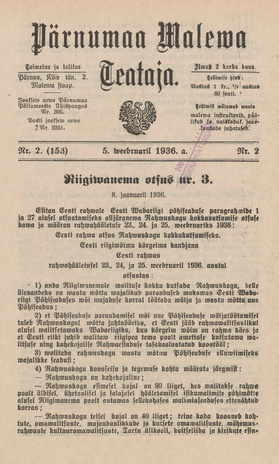 Pärnumaa Maleva Teataja ; 2 (153) 1936-02-05