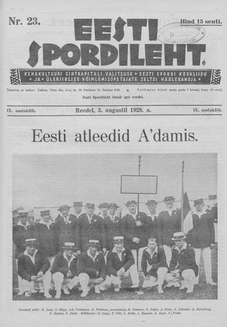 Eesti Spordileht ; 23 1928-08-03