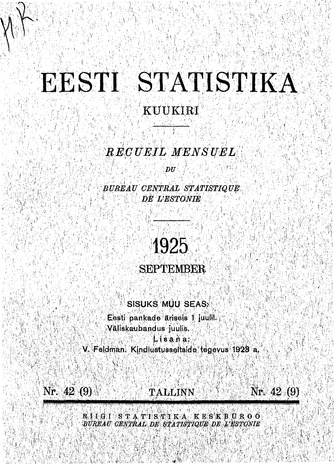Eesti Statistika : kuukiri ; 42 (9) 1925-09