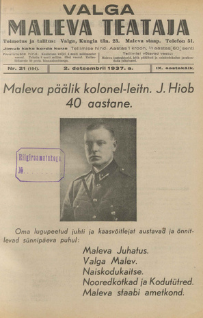 Valga Maleva Teataja ; 21 (194) 1937-12-02