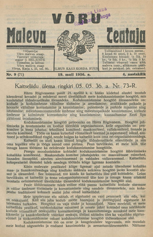 Võru Maleva Teataja ; 9 (71) 1936-05-19