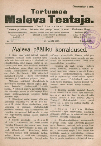 Tartumaa Maleva Teataja ; 11 1929-04-15