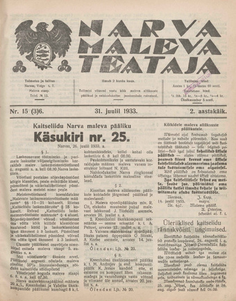 Narva Maleva Teataja ; 15 (36) 1933-07-31