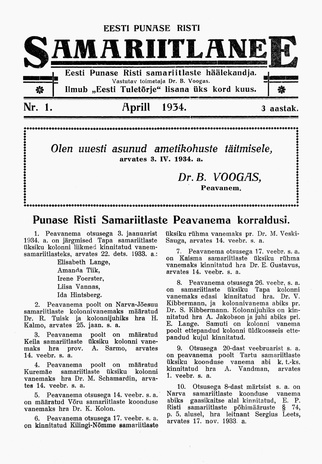 Eesti Punase Risti Samariitlane ; 1 1934-04