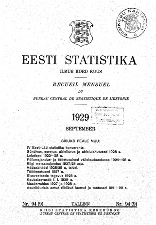 Eesti Statistika : kuukiri ; 94 (9) 1929-09