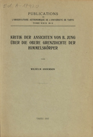 Kritik der Ansichten von B. Jung über die obere Grenzdichte der Himmelskörper