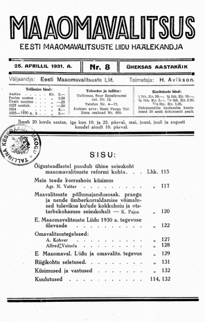 Maaomavalitsus ; 8 1931-04-25