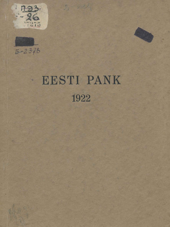 Eesti Pank 1922 [aruanne]