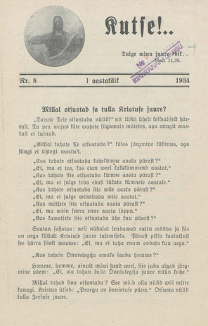 Kutse! : äratusleht linnas ja maal ; 8 1934