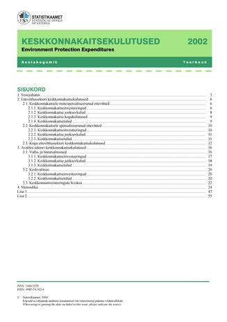 Keskkonnakaitsekulutused : aastakogumik = Environment Protection Expenditures : yearbook ; 2002