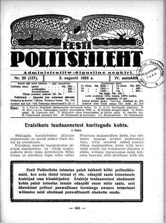 Eesti Politseileht ; 29 1924