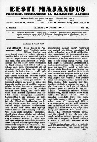 Eesti Majandus ; 16 1923-06-09