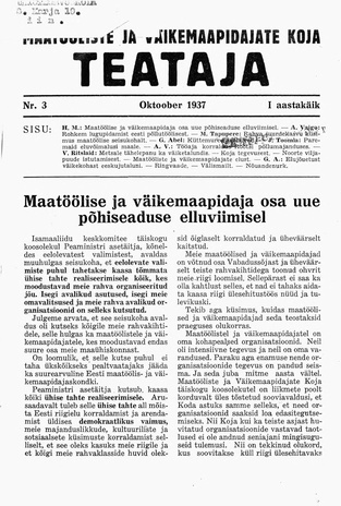 Maatööliste ja Väikemaapidajate Koja Teataja ; 3 1937-10