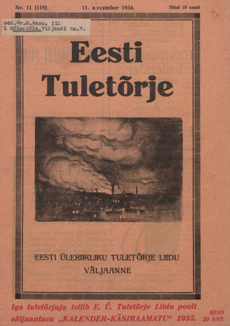 Eesti Tuletõrje : tuletõrje kuukiri ; 11 (118) 1934-11-11
