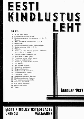 Eesti Kindlustusleht ; 1 1937-01