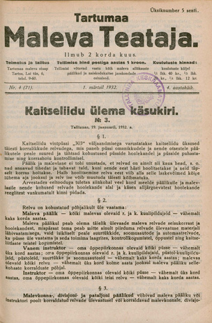 Tartumaa Maleva Teataja ; 4 (71) 1932-03-01