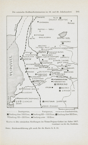 Die estnischen Siedlungen im Trans-Peipus-Gebiet im Jahre 1917