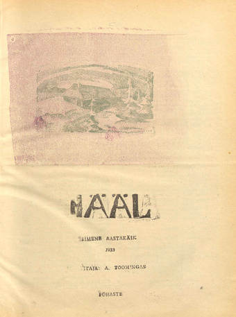 Hääl : kunsti, teaduse ja belletristika kuukiri ; sisukord 1933